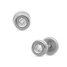 Broqueles Redondos De Oro Blanco 14k Con 6.5pts De Diamante (2mm Aprox)