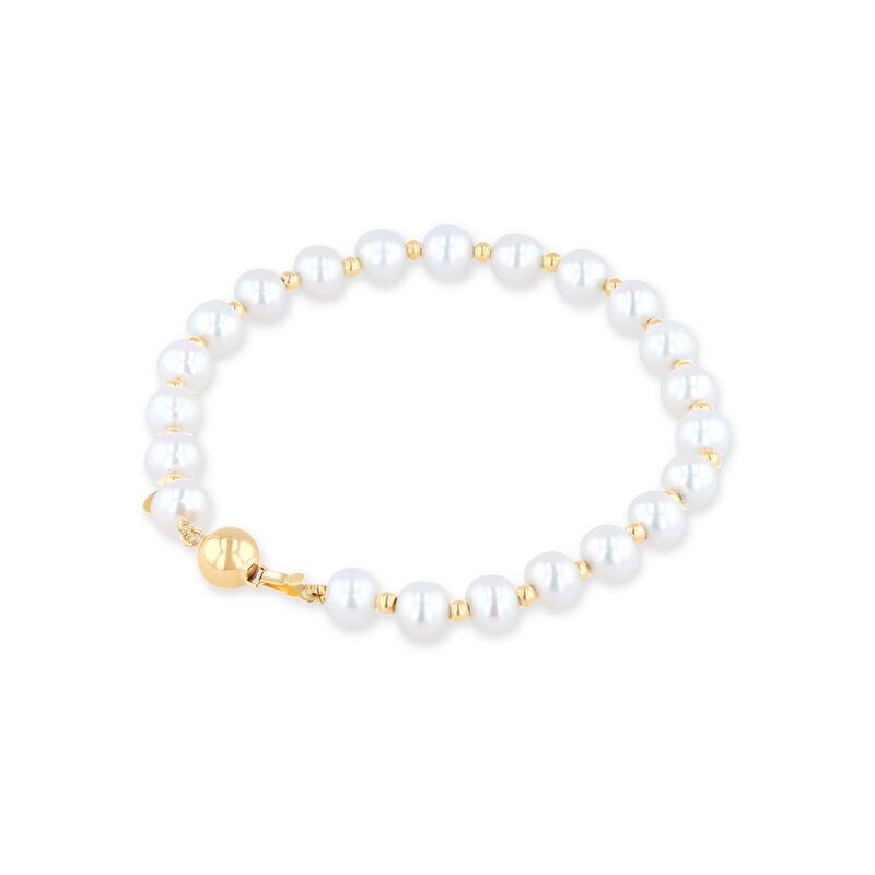 Pulsera De Perlas Y Oro Amarillo 14k (20cm) image number null