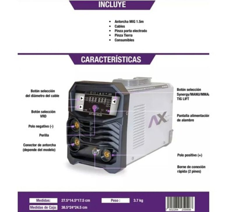 Combo Soldadora Inversor Microalambre 1 Kg / El... image number null