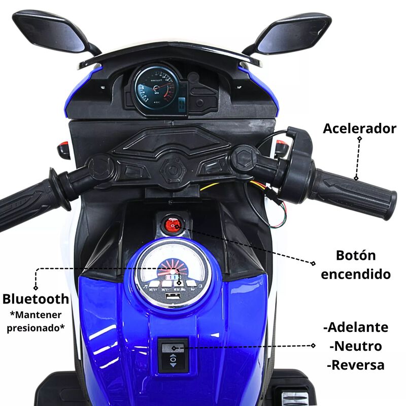 Moto El&eacute;ctrica Deportiva Para Ni&ntilde;os 3 Ruedas Bl... image number null