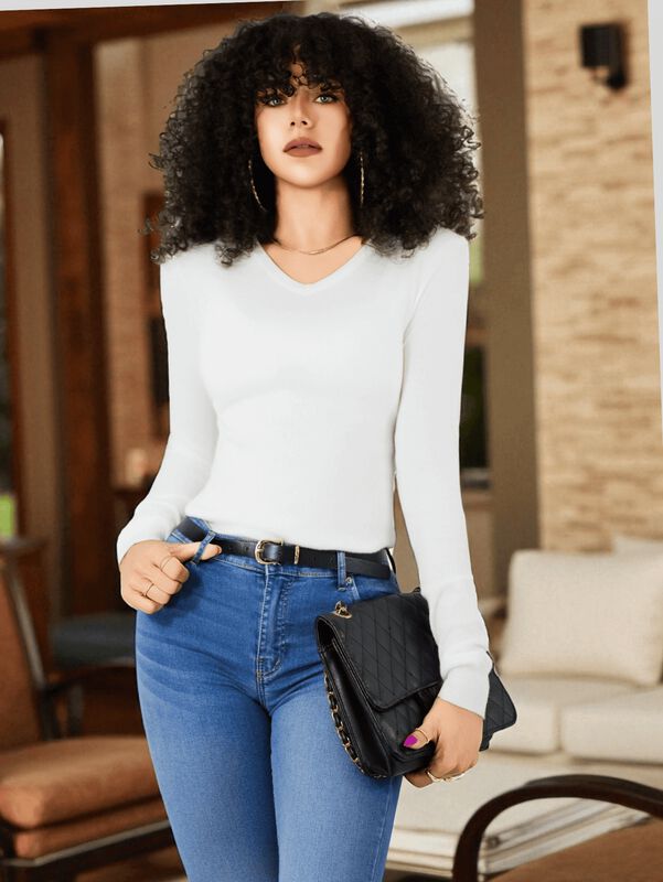 Suéter para Mujer de Manga Larga con Cuello en ... image number null