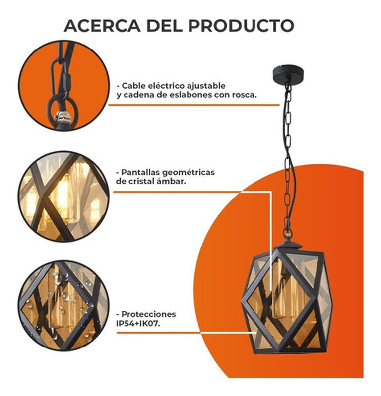 L&aacute;mpara Colgante De Cristal 48 Cm Altura M&aacute;x. 6... image number null