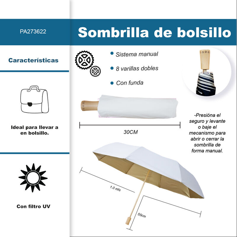 Paraguas de bolsillo Resistente a Vientos y Llu... image number null