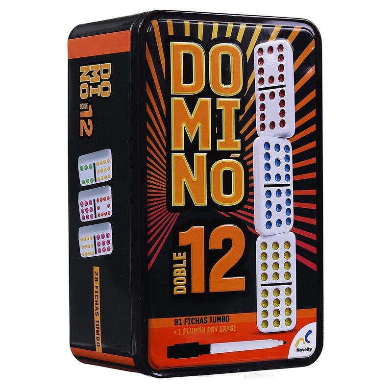 Domin&oacute; Doble 12 en Caja Met&aacute;lica con 1 Plum&oacute;n image number null