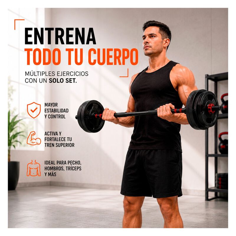 Kit Set Mancuerna 5 en 1 Ajustable 30 Kg Pesa B... image number null