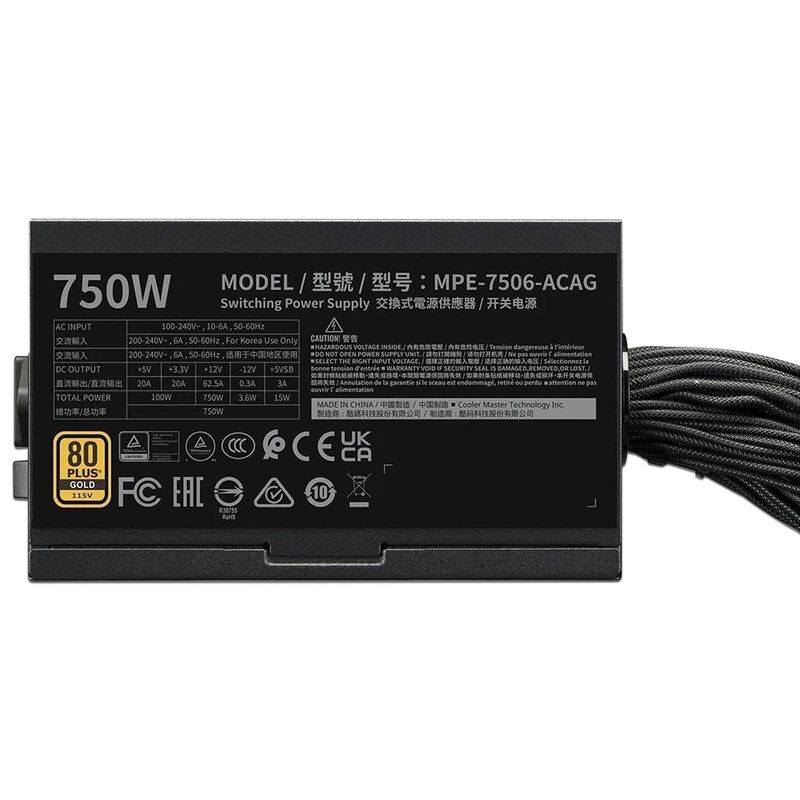 Fuente de Poder CoolerMaster MWE Gold V3 de 750... image number null