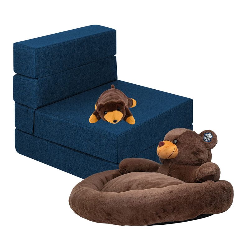 Sill&oacute;n Plegable Individual Azul Marino + Cama p... image number null