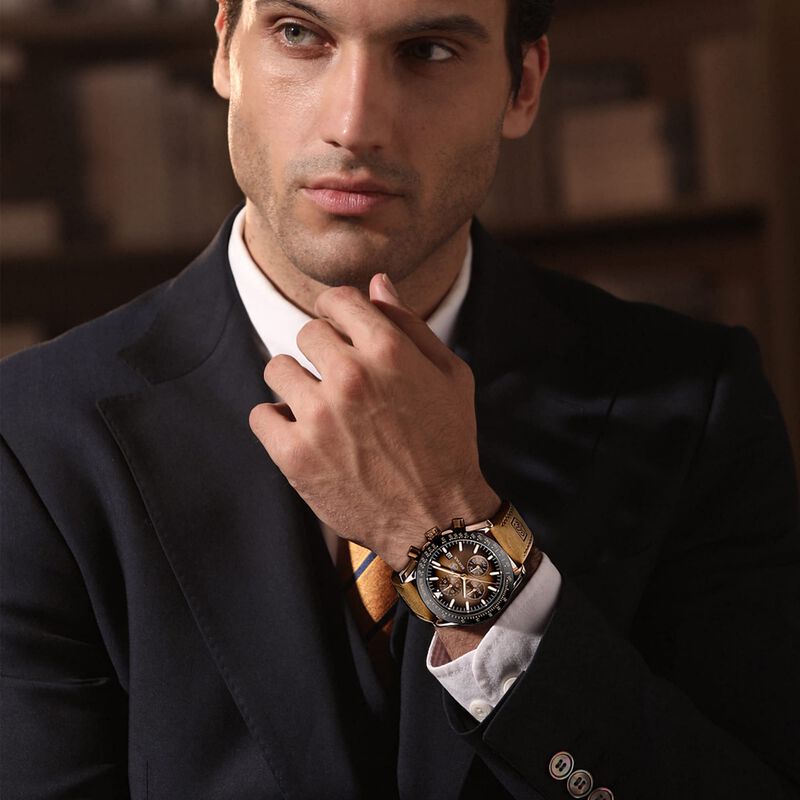 Reloj Benyar Chronograph, Correa De Piel De Cua... image number null