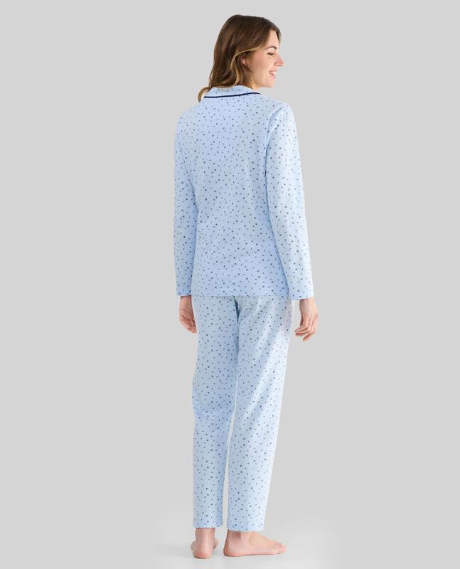 Pijama Florecitas Abierto Celeste image number null