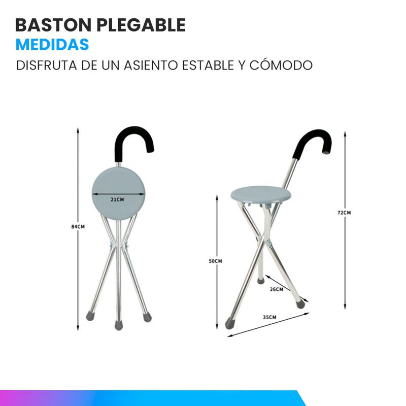 Baston Con Asiento Banco Pegable | Bastones Par... image number null
