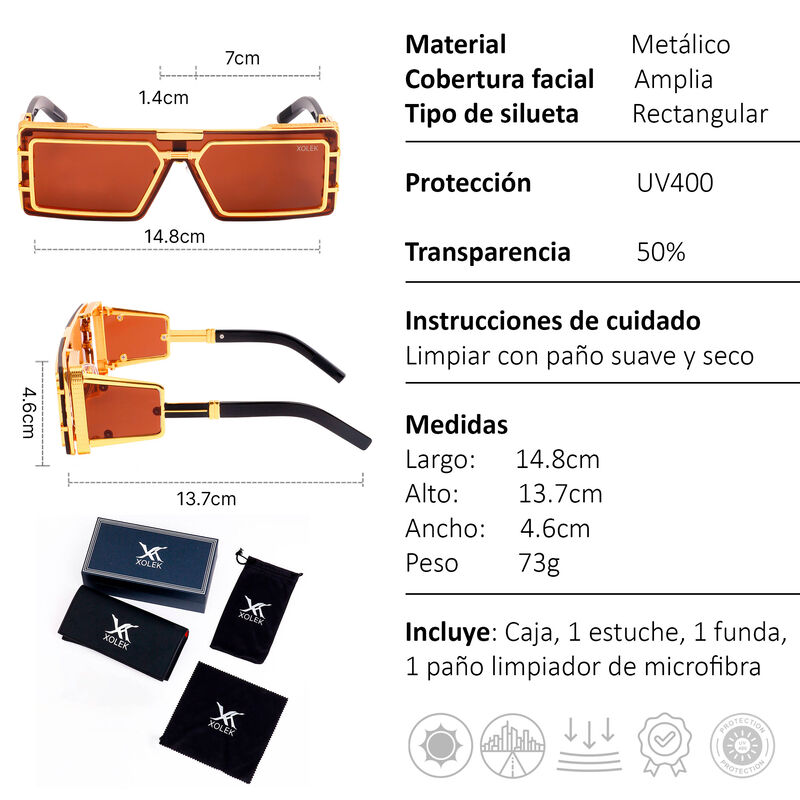 Lentes De Sol Xolek 134 Moda Met&aacute;lico Uv400 image number null