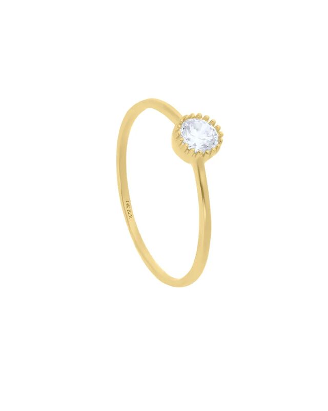 Solitario Oro Amarillo 14k Con Zirconia - Kr002... image number null