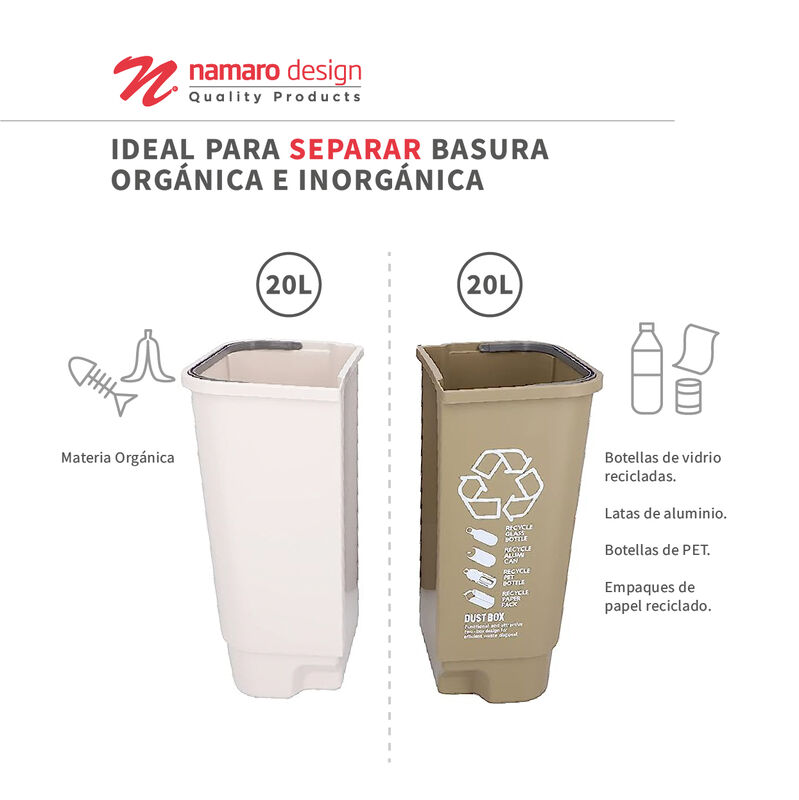 Basurero Doble Org&aacute;nico e Inorg&aacute;nico de 40 Litr... image number null