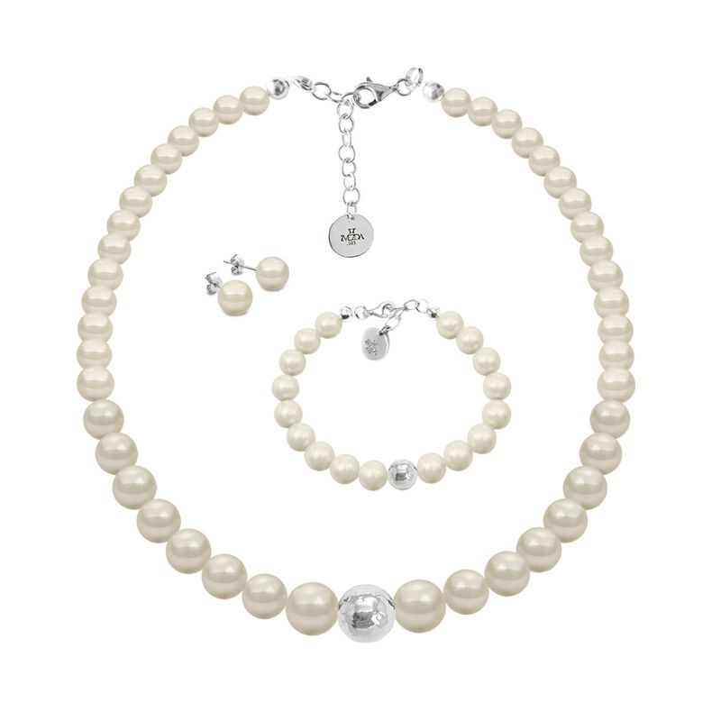 Collar aretes y pulsera Perlas de cristal creci... image number null