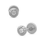 Broqueles De Oro Blanco 14k Con 6.5pts De Diamante (2mm Aprox)