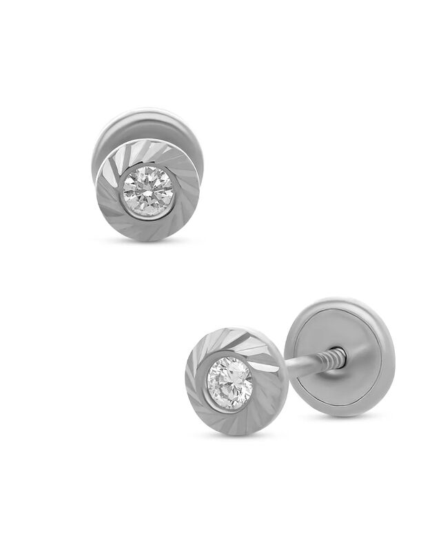 Broqueles De Oro Blanco 14k Con 6.5pts De Diama... image number null