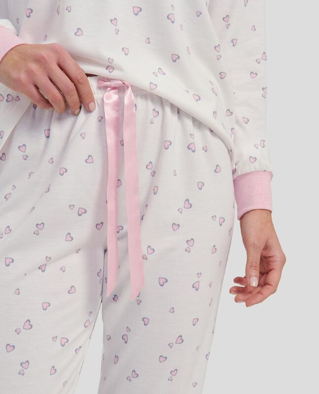 Pijama de Corazones El&aacute;sticos Rosa image number null