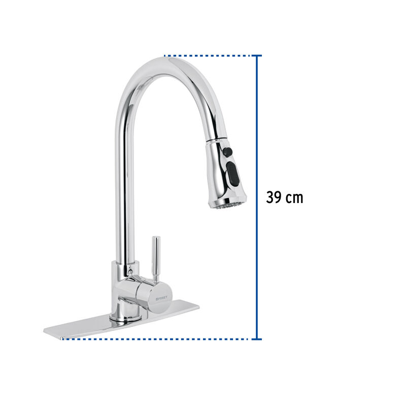 Monomando para Fregadero Cuello Extraible Cromo... image number null