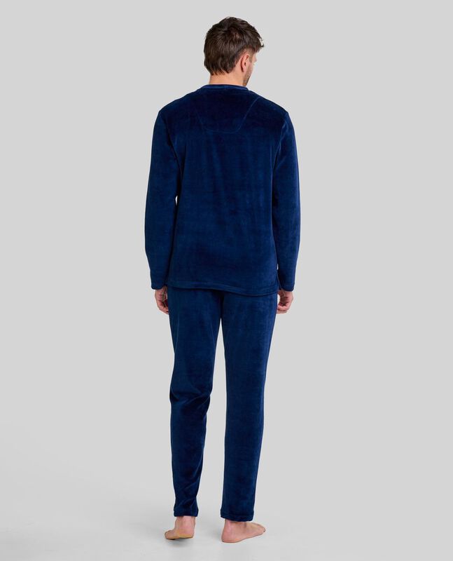 Pijama de Terciopelo Liso para Hombre Marino image number null