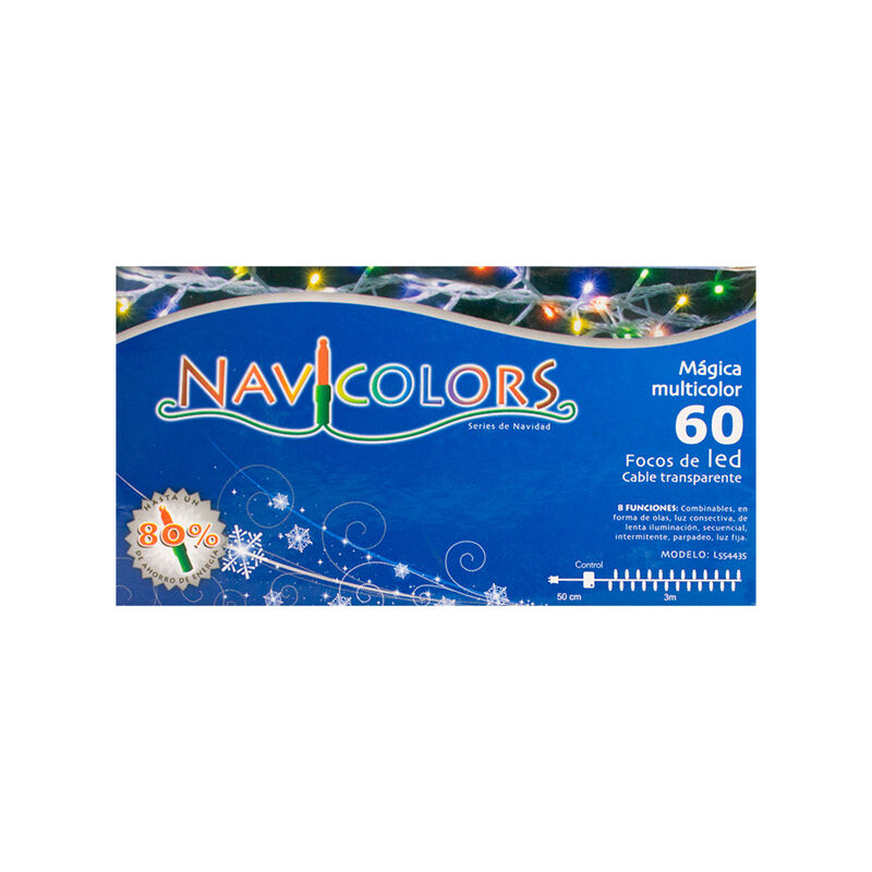 Tira Decorativa 60 Focos Luz Led Multicolor 8 F... image number null