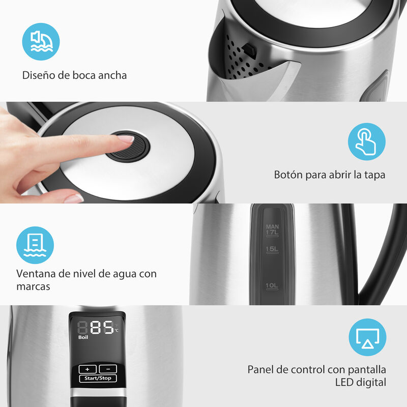 Aigostar Tetera El&eacute;ctrica De Acero Inoxidable 1... image number null