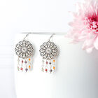 Aretes Largos Gerbera de Plata con Piedras Naturales