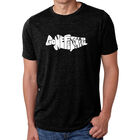 Camiseta Mezcla Premium Word Art Para Hombre - Bass - Gone Fishing - Negro