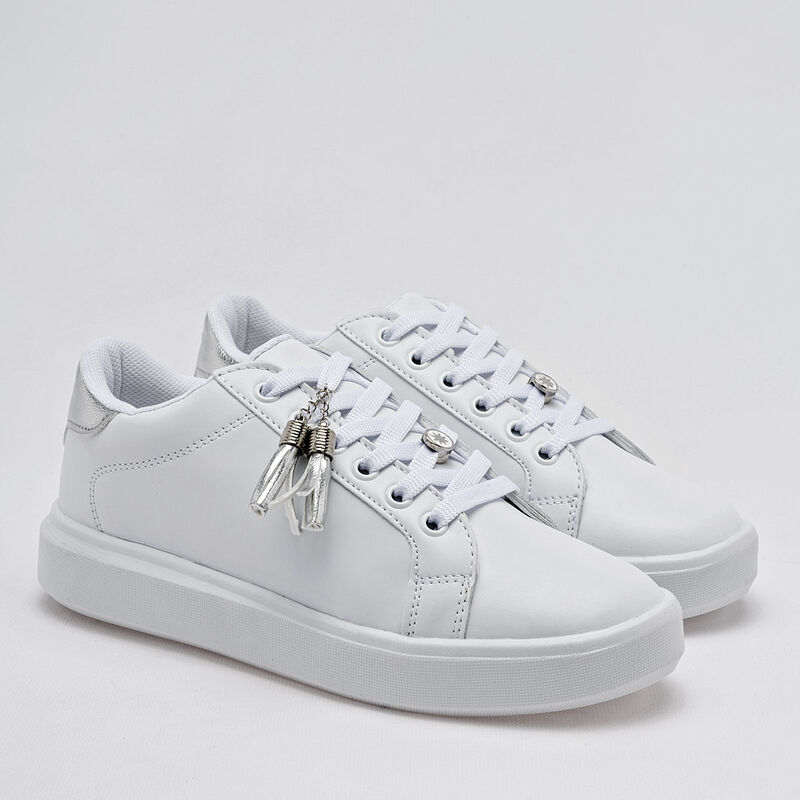Moramora Tenis urbano para mujer blanco plata image number null