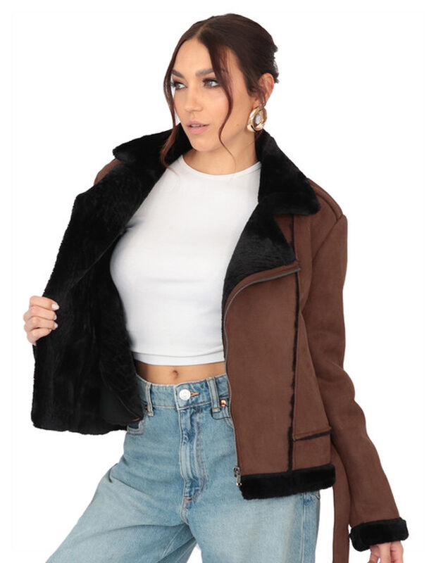 Chamarra Mujer Peluche En Cuello Alta Calidad C... image number null