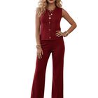 Conjunto Pantalon Recto Y Blusa Escotada Conj-0178 Rojo