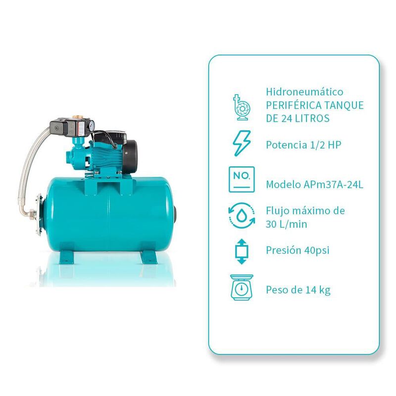 Hidroneum&aacute;tico Bomba Perif&eacute;rica &frac12; HP Tanque de ... image number null