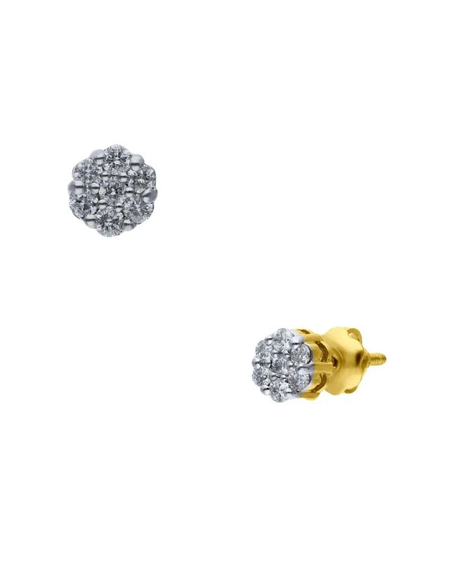 Broqueles Oro Amarillo 14k Con 25 Pts De Diaman... image number null