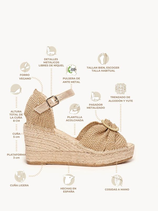 Amapola Cu&ntilde;a Media Plataforma Taloncillo Oro image number null