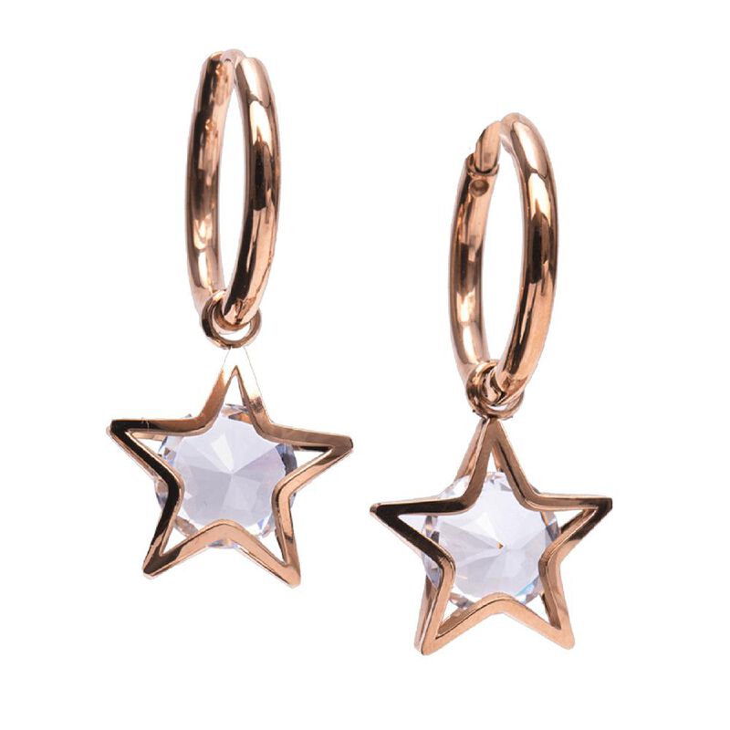 Aretes Arracadas Mujer Oro Rosa 18k Estrellas C... image number null