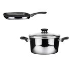 Paquete Magefesa Sart&eacute;n Cuadrado 27cm + Cacerola  24cm Kasa Granite Noir Metallic Induccion End