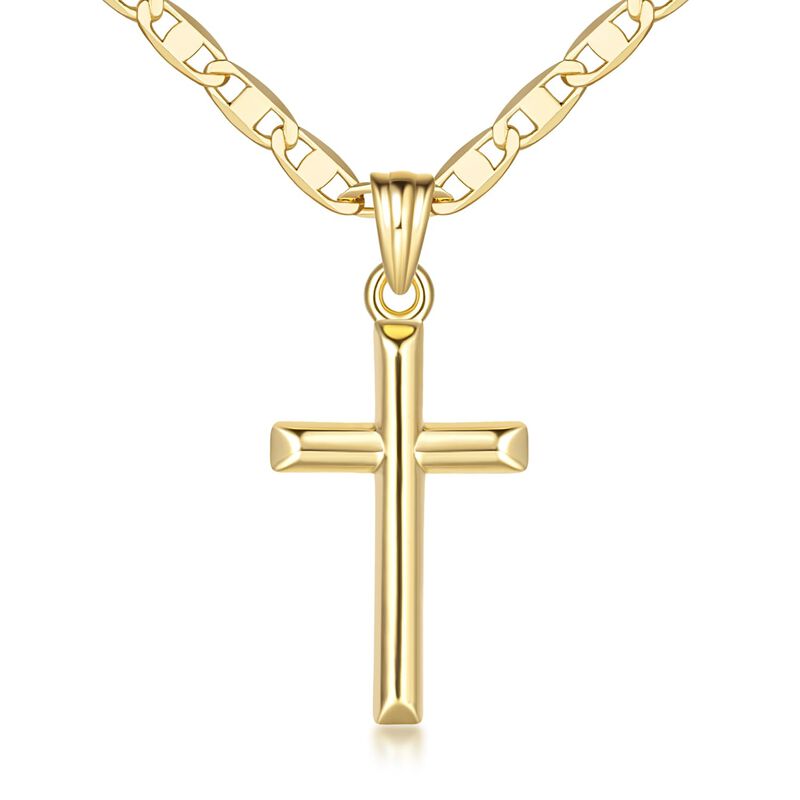 Collar Jade Kos Cross De Oro De 14 Quilates Par... image number null