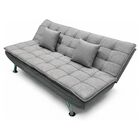 Sof&aacute; Cama 2 En 1 Con Estructura De Madera, Incluye 2 Almohadas, Soporta 250 Kg, Gris, Bluelander