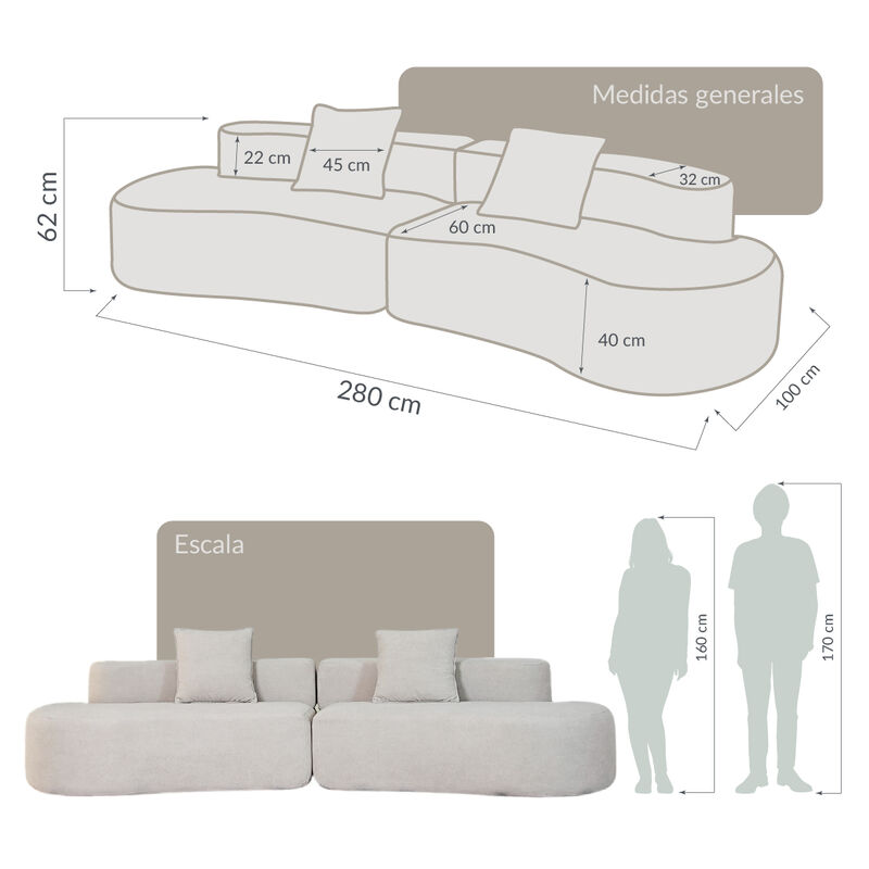 Sof&aacute; Espuma Alta densidad NORDIKA Beige 4 plaza... image number null