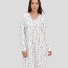 Camisón Largo con Flores y Puntilla Celeste