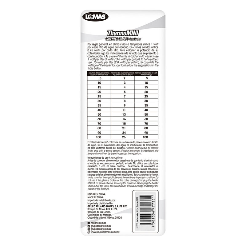 Lomas Thermo-Mini Calentador Fijo para Acuarios... image number null