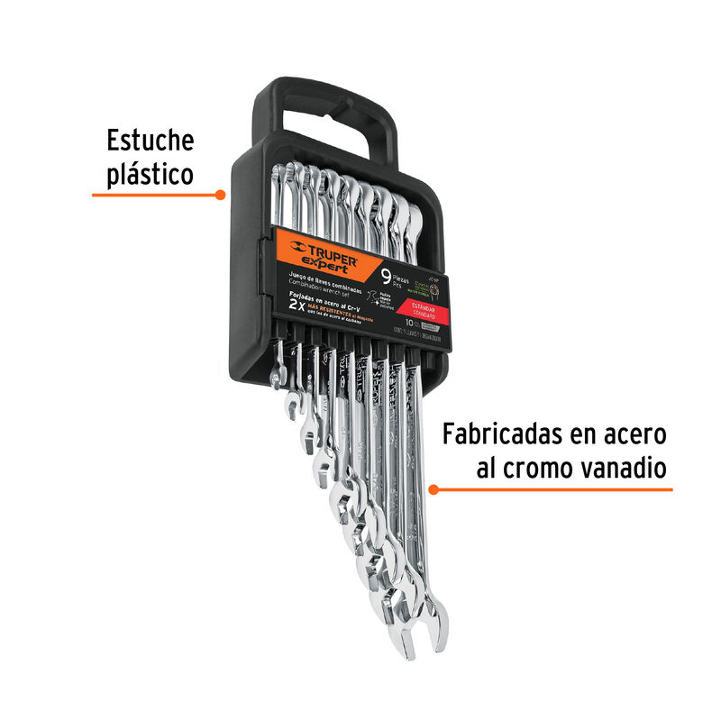 Juego de 9 Llaves Combinadas Std Pulidas Truper... image number null
