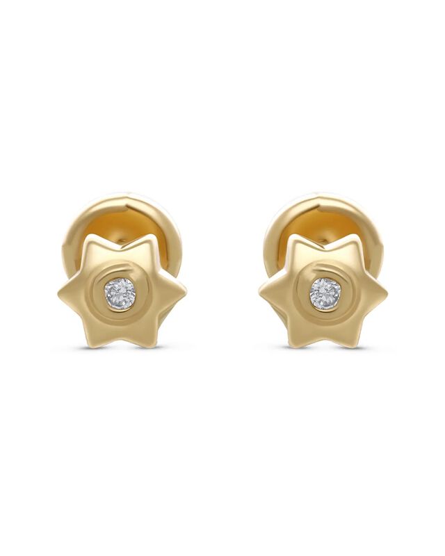 Broqueles De Estrella En Oro Amarillo 14k Con 3... image number null