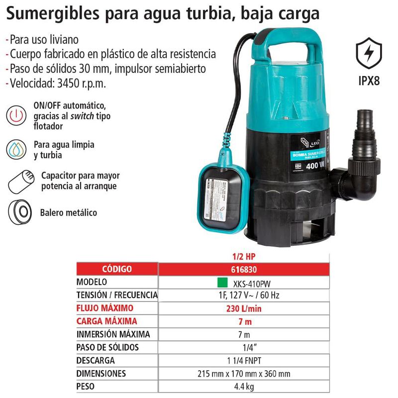 Bomba El&eacute;ctrica Sumergible Casa Y Jard&iacute;n &frac12; Hp image number null