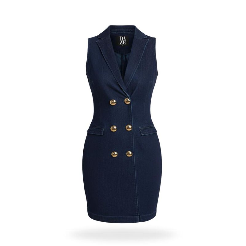 Vestido sastre de mezclilla con botones image number null