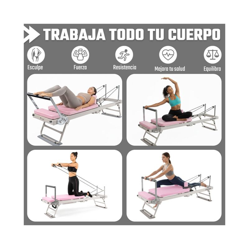 Cama Pilates Reformer Color Rosa Yoga Plegable ... image number null