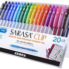 Bol&iacute;grafo De Gel Zebra Pen Sarasa Clip Retr&aacute;ctil De 0,5 Mm, Fino, Paquete De 20