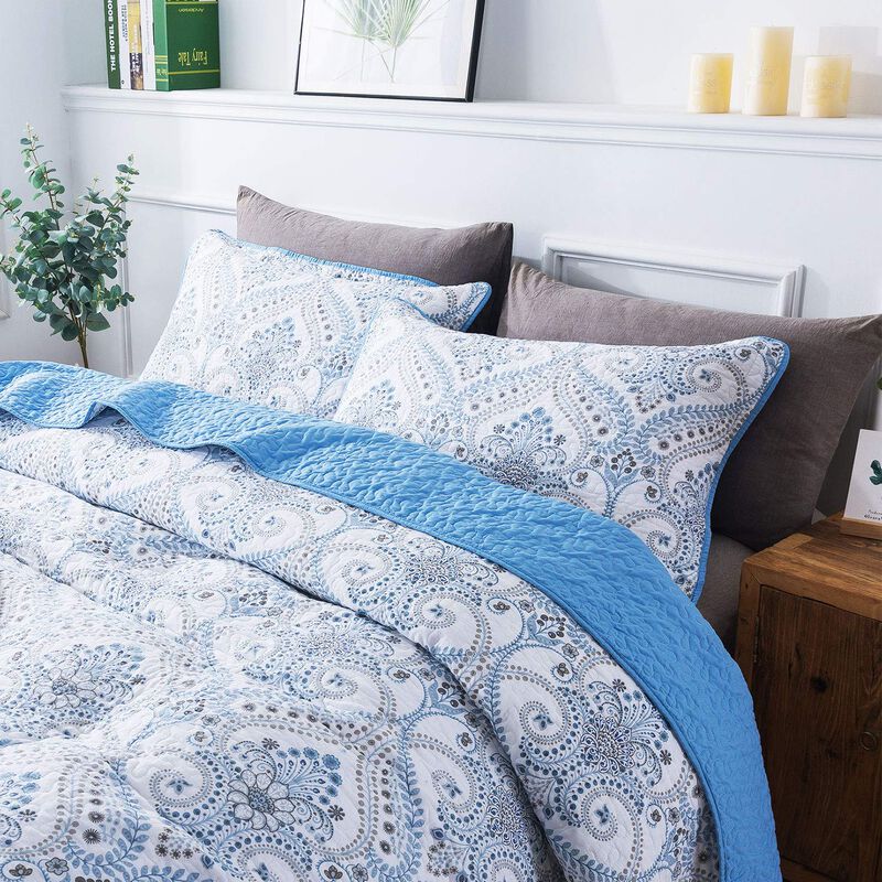 Juego De Colcha Newlake Reversible Patchwork Bl... image number null