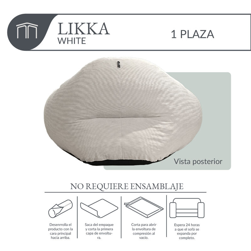 Sill&oacute;n Espuma Alta densidad LIKKA White 1 plaza... image number null