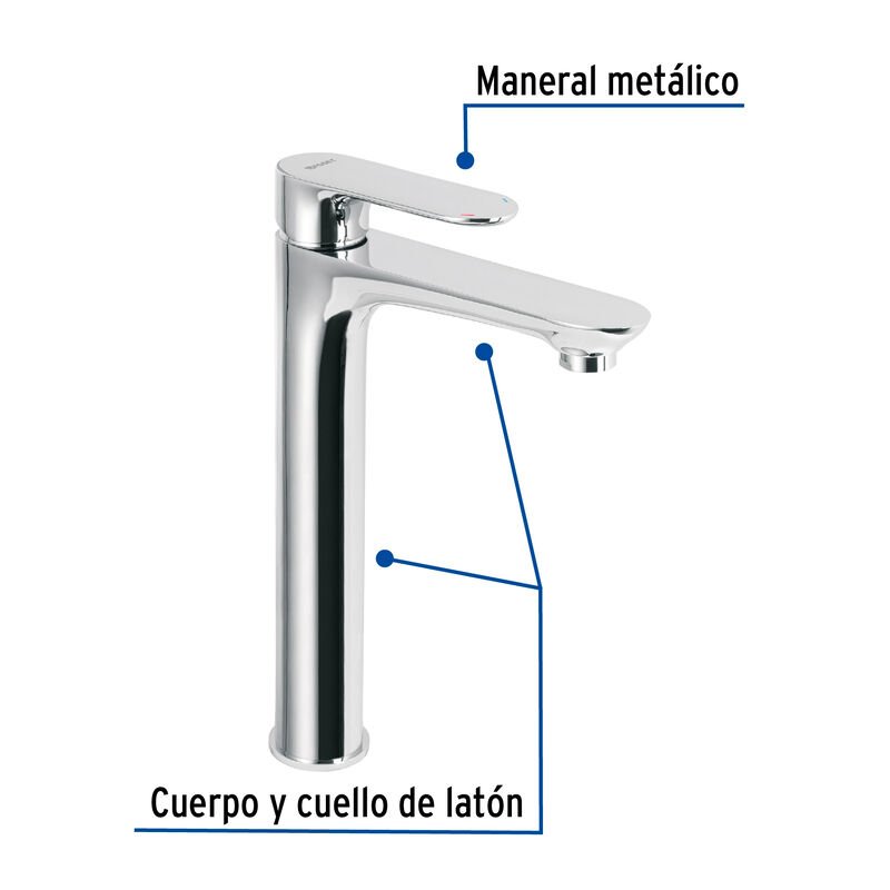 Monomando Cromo Cuello Alto para Lavabo Foset R... image number null