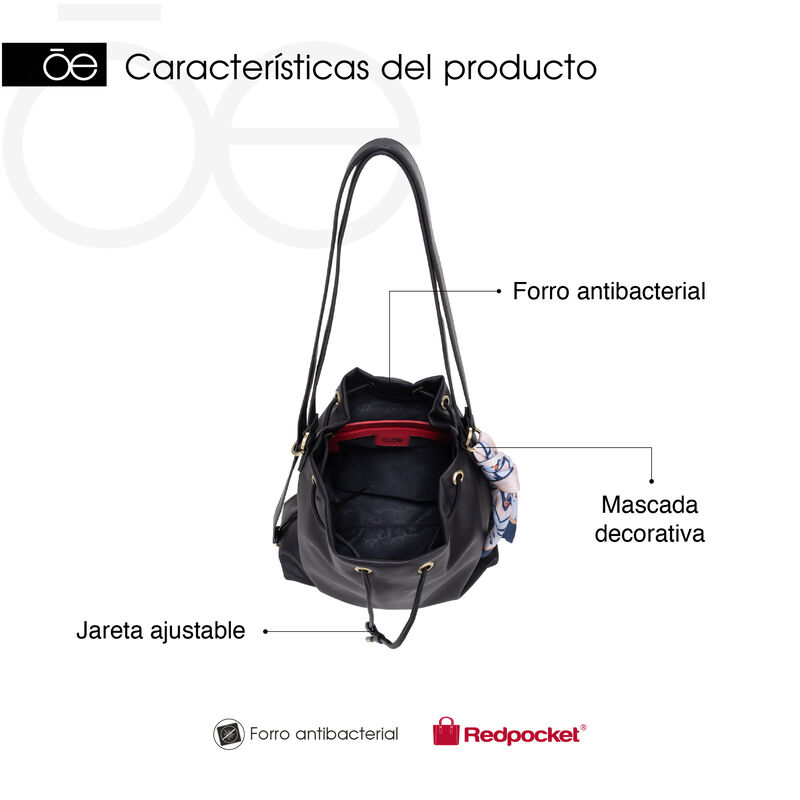 Bolsa Drawstring Mediano Con Mascada Color Negr... image number null